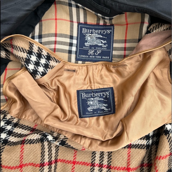 BURBERRY TRENCH COAT WOMEN DETACHABLE WOOL LINED BLACK BELT VEST NOVA PLAID